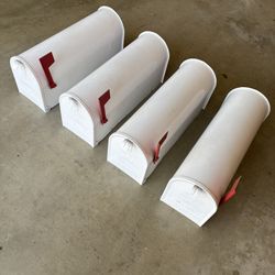 4 White Heavy Duty Metal Mailboxes  (standard size)