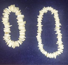 White Square-Cut Clam Shell Anklet & Bracelet