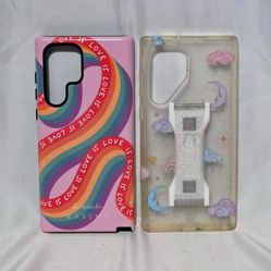 2 Samsung Galaxy S22 Ultra Phone Cases Bundle Rainbow, & Frosted With Phone Grip