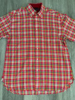 Tommy Hilfiger Men’s Size L/G Vantage Multi Colored Plaid Tartan Pattern Button Down