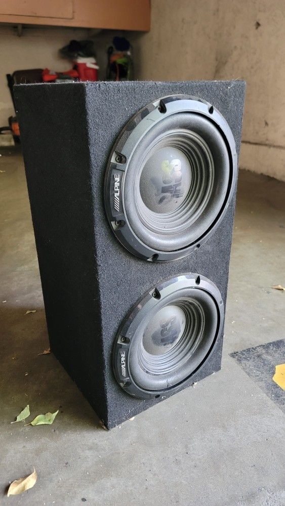 Two 10 Inch Alpine Bass Subs With Box