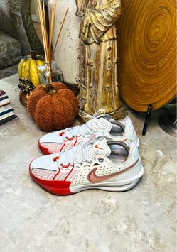Nike GT Cut 3 (GS) Shoes White/Red Low Top Leather DV2913-101 Size 6.5Y