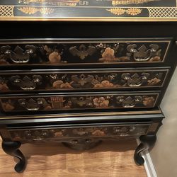 Black & Gold Lacquer Secretary desk by Maddox -Great Condition 