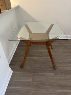 Dinette Table- Square Glass On Modern Base