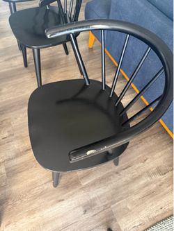 4 black wood dining chairs