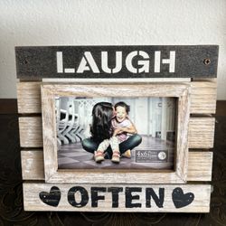 Rustic Laugh Often  wood picture frame for a 4x6 photo