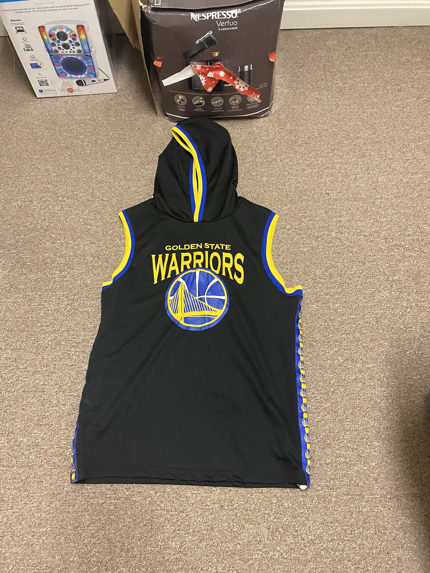 Men’s Size Large Cut Off Sleeve Hoodie Golden State