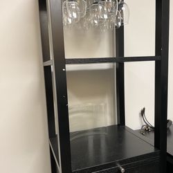 Wine And Glass Holder With Center Cabinets 