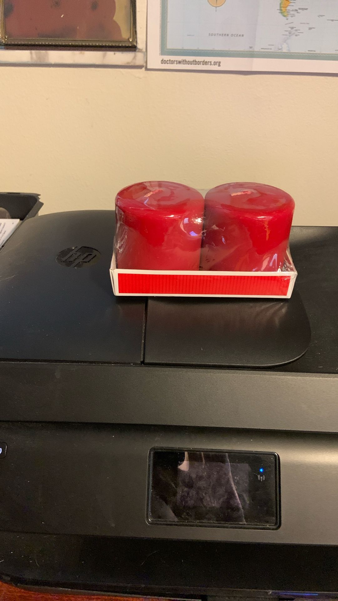 Red pillar candles Ok