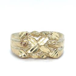 10Kt Yellow Gold X Shape Nugget Ring 4.36g Size 9.5 200360/31