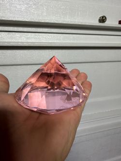 Large Pink Crystal Diamond Paperweight