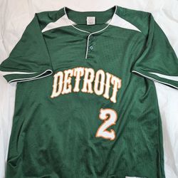 Russell Athletic Powers green and white "DETROIT 2"  baseball jersey Size L