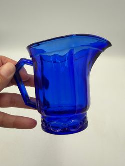 Cobalt Blue Glass Small Pitcher Creamer 3.5"