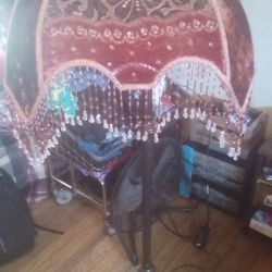 Victorian Gone with the Wind Velvet Embroidered Portobello Lamp Shade 12" X 17"