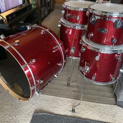 5pc Pacific Maple Red Sparkle Drum Set 