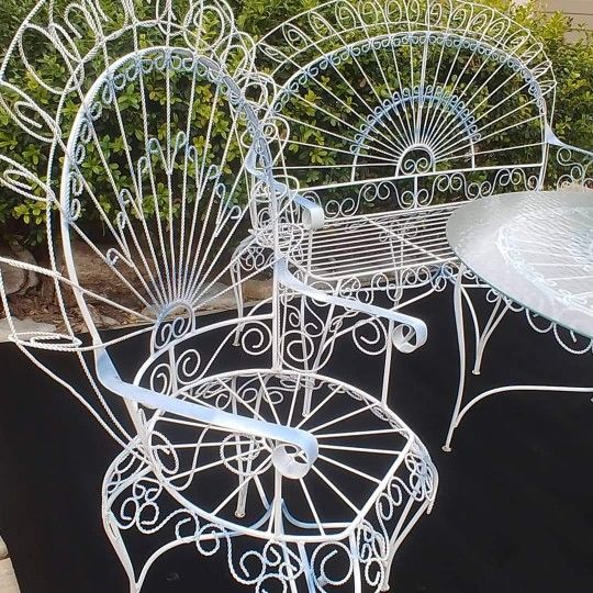 Vintage Iron Peacock Patio Set