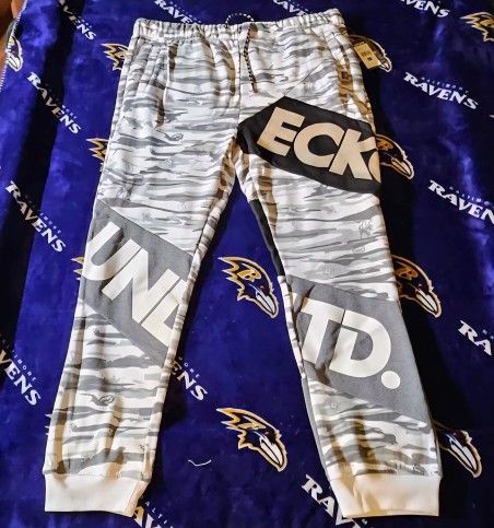 Ecko Unltd Men's Sweatpants Colorblock Fleece Jogger Grey and White Camo Size 3XL