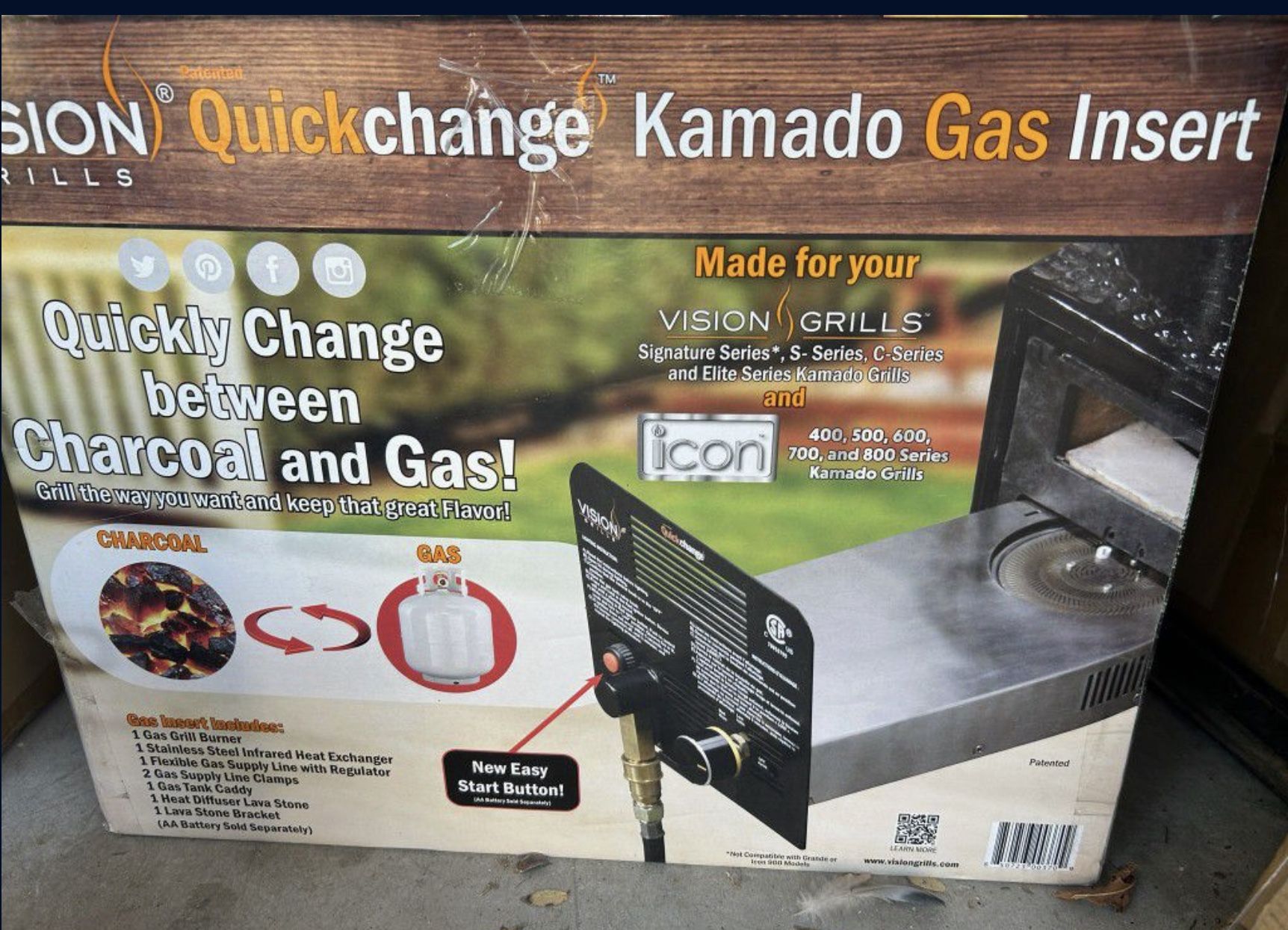 Vision GrillsQuickchange Natural Gas Insert for S Series Kamado Grill