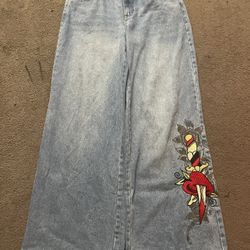 Ed Hardy Wide Leg Baggy Women’s Jeans Size 30