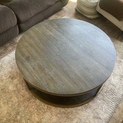 Round Two-Tier Coffee Table - Dark Brown