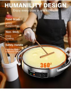WANTJOIN Electric Crepe Maker Non-Stick