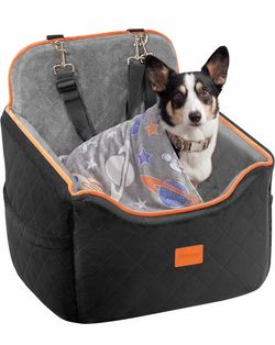 Dog Car Seat for Small Dog, Booster Seat for Dogs Under 30lb, 6" Elevated Pet Seat with Pockets, Anti-Slip Bed for Car, Perfect for Front & Back Seats