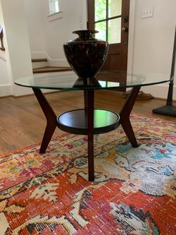 Mid-Century Modern Round Glass Coffee Table-Greystone Area