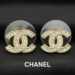 Women's Gold Crystal Diamond Earrings 