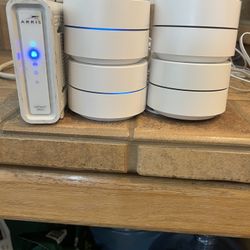 Arris Wi-Fi Modem Google Mesh Cubes Router 4 Cubes. Everything you need For Cox !!