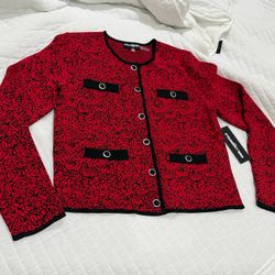 Karl Lagerfeld Red And Black Cardigan 