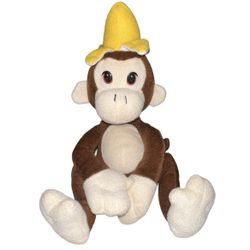 Asia Direct 2009 Stuffed Animal Brown Monkey With Banana Plush 12 Inches EUC