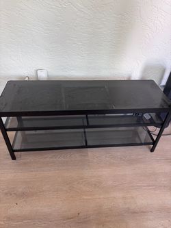 Black Glass TV Stand / Entertainment Console