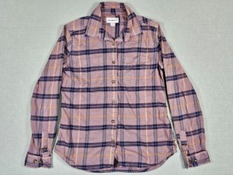 Carhartt Womens Purple Plaid Stretch Flannel Shirt S