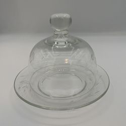 Vtg Princess House Heritage Crystal Lidded Cheese Butter Cloche 