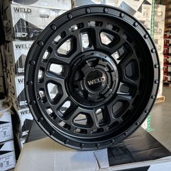 (4) 17X9 WELD CRUX SATIN BLACK OFF-ROAD RIMS ONLY 