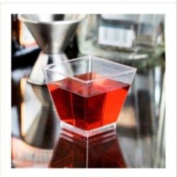 NEW 2oz Square Plastic Shot Glass Clear • 320 Pieces / Case •Choice Brand, For Wedding, Baby Shower, Birthday Celebration....