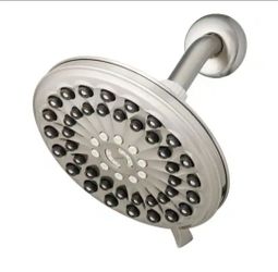 Waterpik 6-Spray Patterns 7 in. Drencher Wall Mount Adjustable Fixed Shower Head in Brushed Nickel