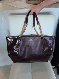 Coach Leather Handbag Ava Chain Tote