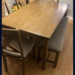 Dining Room Table with 4 Chairs And Bench 