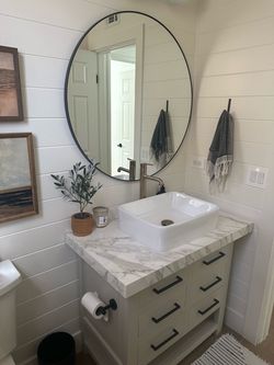 Complete Designer Powder Room Vanity Set – Custom Neolith Countertop