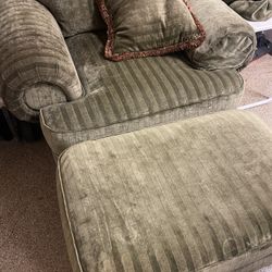  Oversized Plush Green Velvet Chair and Ottoman Set - High-End North Carolina Furniture