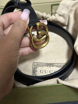 Authentic silver gucci belt Black, thick, leather - Depop