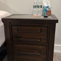 Ashley’s Furniture Slate and Wood Night stand Set x 2