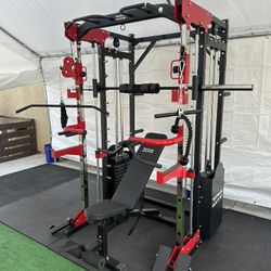 Smith Machine 200 | Adjustable Bench | 245lb Cast Iron Olympic Weights | 7ft Olympic Bar | Fitness | Gym Equipment | FREE DELIVERY/INSTALLATION 🚚 🛠️