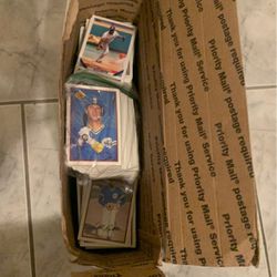 Box of Topps and Bowman Baseball Cards