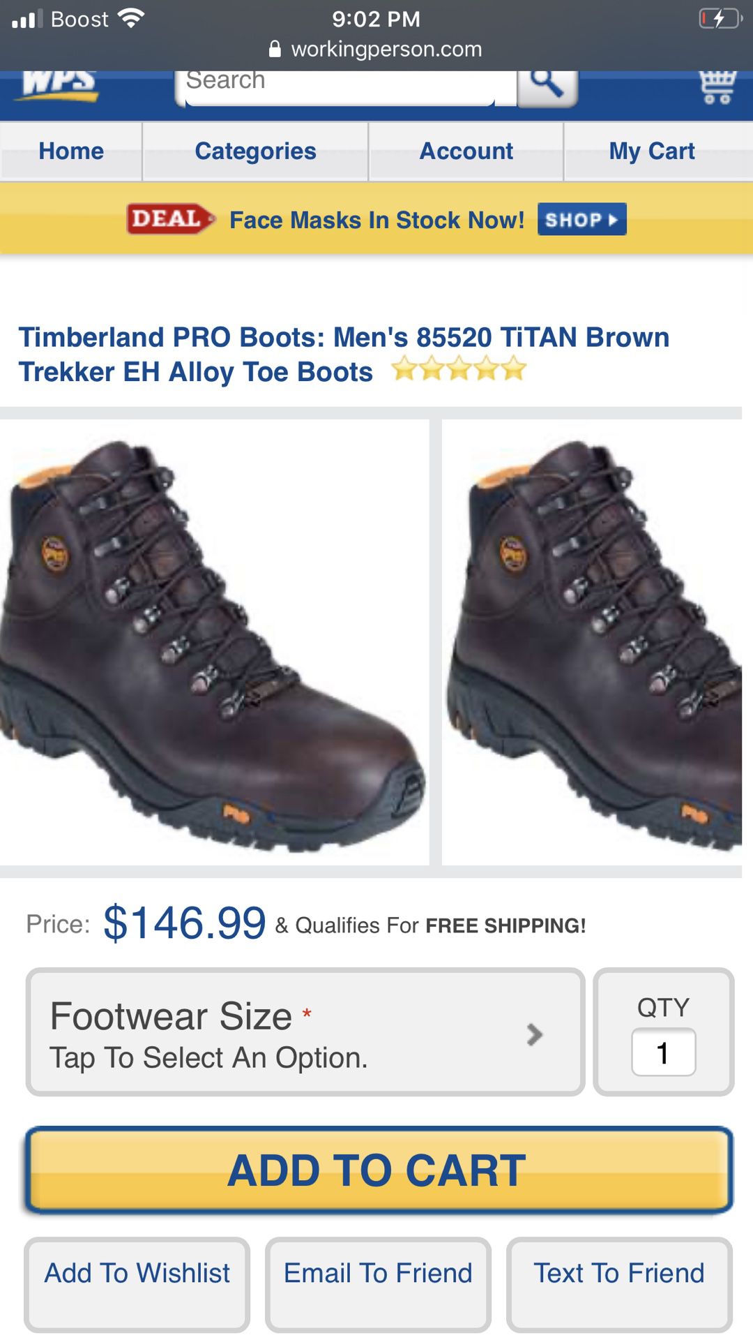 Timberland Steel Toe Pro boots Size 11 Wide