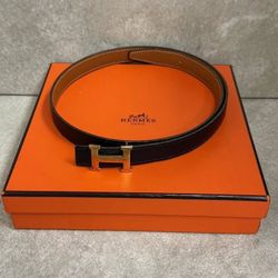 Hermes 18mm Mini Tri Dark Navy Blue Women's Belt