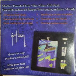 Guy Harvey Marlin/Dorado Flask//Shot Glass Gift Pack