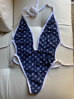 Blue&white Louis Vuitton bathing suit