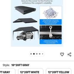 12x20 FT Upgraded Portable Garage Replacement Canopy 